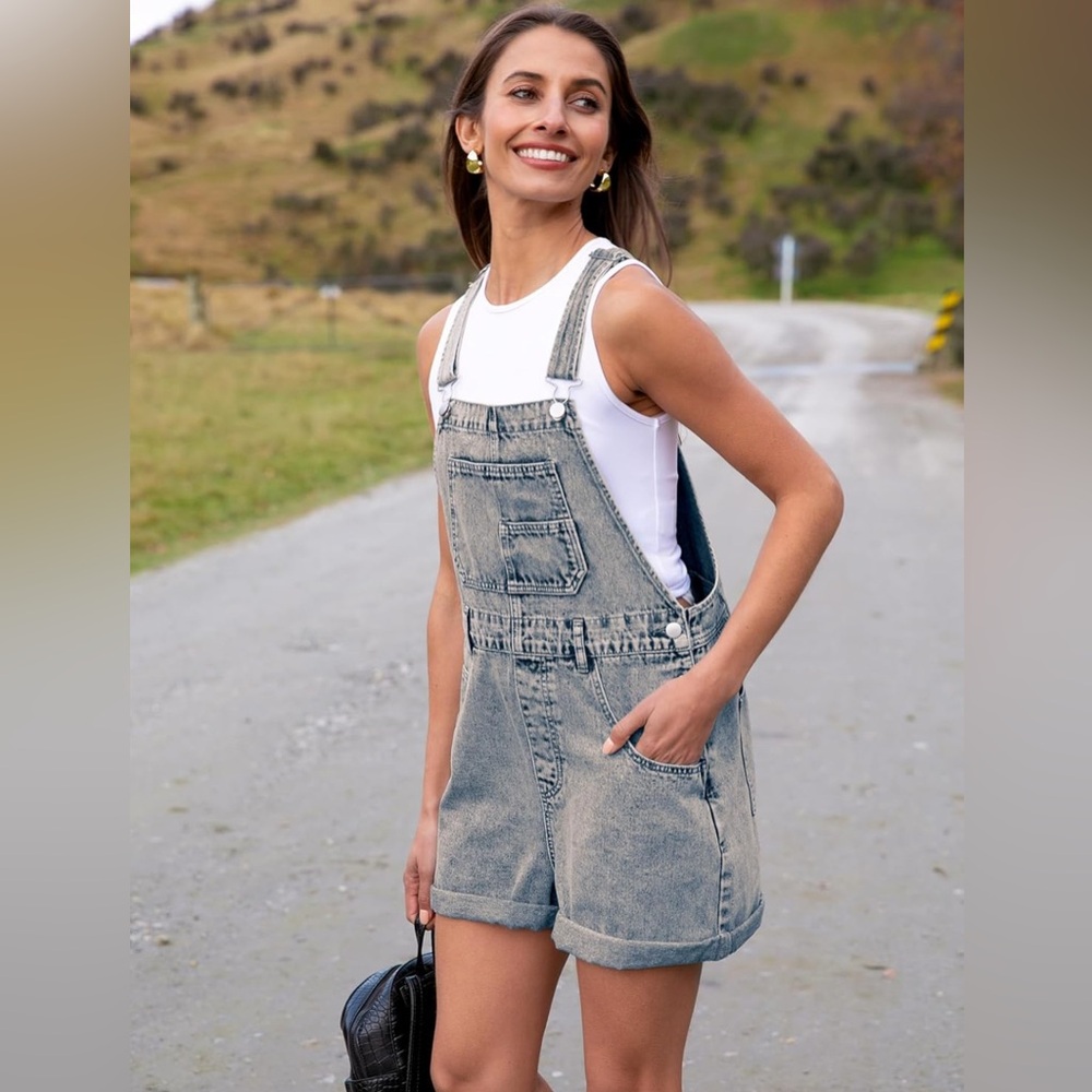 Glamaker Overall Shorts Romper Jean Short Loose Fit Denim Jumpsuit Outfits